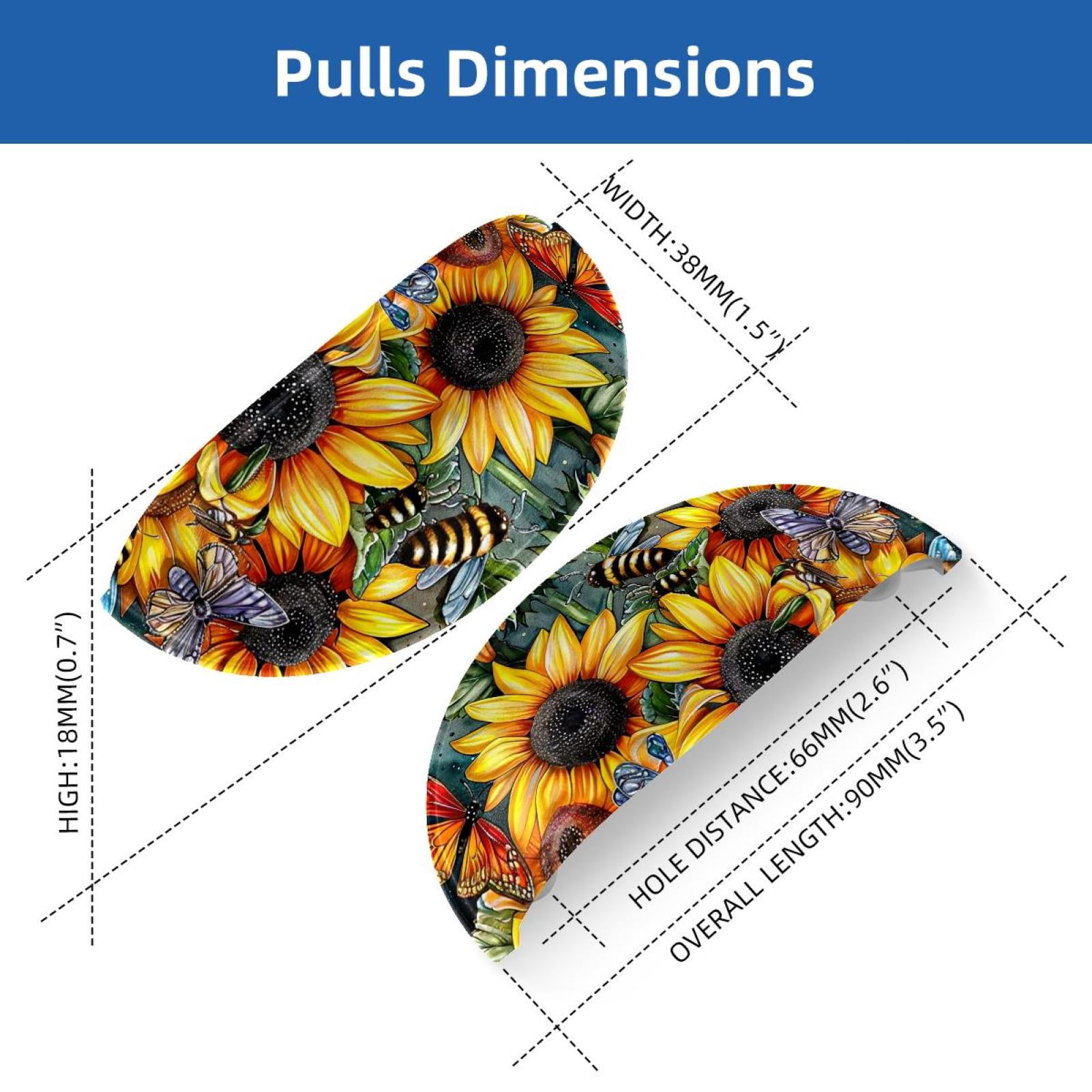 PhooArto 6 Pcs Cup Drawer Pulls, Sunflowers Bee Butterfly Shell Shape Handles Cabinet Knobs for Dresser Cupboard Closet Wardrobe with Screws