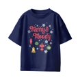 thumbnail image 2 of Graphic Apparel Christmas Youth Merry Moody Ornaments And Snowflakes T-Shirt - Navy - Small, 2 of 4