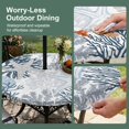 thumbnail image 5 of Round Outdoor Tablecloth with Umbrella Hole and Zipper, Lack Blue Coastal Tablecloth with Elastic Waterproof, Grey Blue Sea Coral Starfish Nautical Patio Table Covers for 31" - 35" Pool Tables, 5 of 9