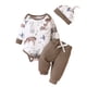 thumbnail image 1 of Gibobby Conjunto deportivo para niños Ropa para bebé recién nacido, infantil, floral pantalones sombrero, ropa para niña pequeña(Gris,9-12 Meses), 1 of 3