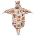 thumbnail image 2 of FORMRS Wearable Blanket Hoodie with Sleeves for Kids Cozy Flannel Sweatshirt, Fall Acorns Pattern, 2 of 7