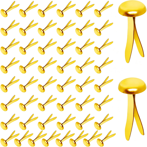 BPPEG 150 Pack Paper Brass Fasteners, 3/4 Inch Gold Brads Round Head Fasteners for Paper Crafts (Brass Fasteners 150)