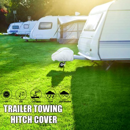 Universal Trailer Hitch Cover - ELUTO Hitch Cover Universal Deluxe Caravan Trailer Towing Hitch Cover Waterproof Reinforced PVC Fit All Types of Trailers ( Silver Gray )
