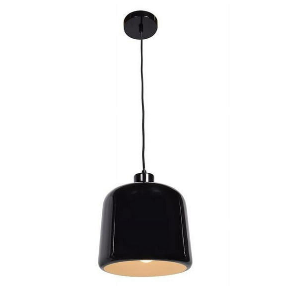 Access Lighting 23778-SBL-WHT 10 in. Nostalgia 1 Light Shiny Black Pendant Ceiling Light