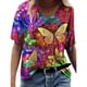 thumbnail image 2 of Camiseta de manga corta suelta con cuello en V y estampado informal a la moda para mujer Pompotops  hkajfhjk468597, 2 of 4