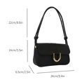 thumbnail image 5 of Bolso de axila para mujer Bolso de compras simple de color sólido retro de cuero de PU (negro), 5 of 5