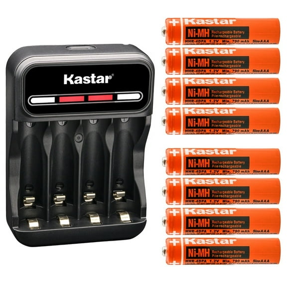 Kastar 8-Pack Battery and CMH4 Smart USB Charger Compatible with Panasonic KX-TG6412M KX-TG6413 KX-TG6413T KX-TG6421 KX-TG6422 KX-TG6423 KX-G6423T KX-TG6424 KX-TG6431M KX-TG6431T KX-TG6432M