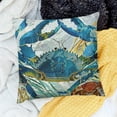 thumbnail image 2 of SHERONV  Blue Crab Coastal Premium Indoor/Outdoor Pillow Patio Decor Water Color Nautical Decoration Marine Life Accent Throw Pillow for Couch Sofa Chair   12x12in, 2 of 5