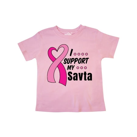 

Inktastic Breast Cancer Awareness I Support My Savta with Pink Ribbon Gift Toddler Boy or Toddler Girl T-Shirt