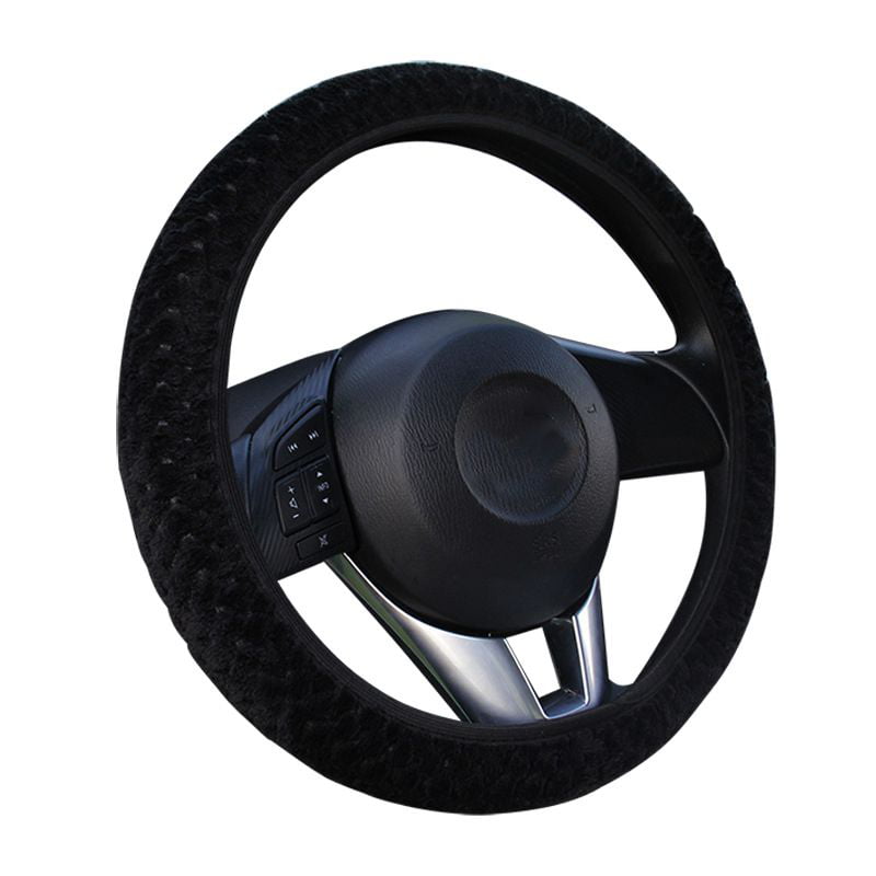 HAOKAY Luxurious Soft Plush Winter Steering Wheel Cover with Universal Size 15 Inches RED 