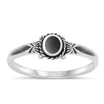 CHOOSE YOUR COLOR Black Simulated Agate Bali Ring .925 Chic Sterling Silver Band CZ Female Size 10