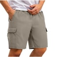 thumbnail image 4 of Yertdoel Mens Cargo Shorts Solid Color Elastic Waist Drawstring Knee Length Shorts with Pockets Soft Loose Breathable Fast Drying Outdoor Workout Summer Casual Shorts, 4 of 9