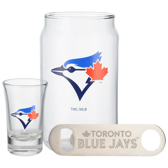 The Memory Company Toronto Blue Jays Three-Pack Beer Glass, 2oz. Shot Glass & Bottle Opener Set