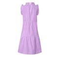 thumbnail image 5 of adviicd Robes de Plage pour Femmes Robe d'Été Smockée Sans Manches Ligne A Élégante Mignonne Robes Courtes Violet,S, 5 of 5