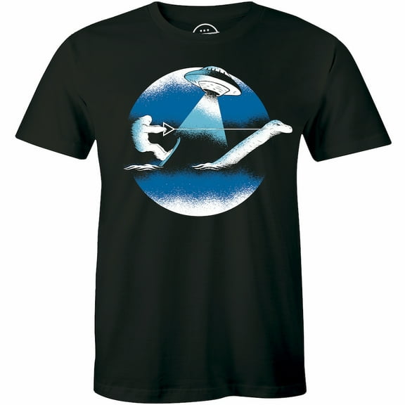 Vintage UFO Alien Ship - Water Skiing On Dinosaur Men's Gift T-Shirt