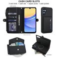 thumbnail image 4 of For Samsung Galaxy S24 FE 5G【RFID Blocking】Multi functional 2-in-1 Soft PU Leather Wallet Case Magnetic Flip Cover Multi-Card Slots Zipper Pocket With Detachable Shoulder Strap And Wrist Strap,Black, 4 of 8
