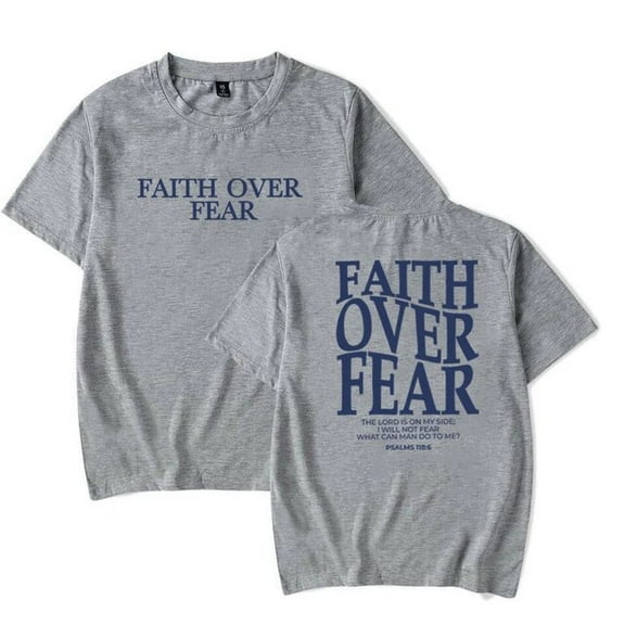 Faith Over Fear T-shirt Christian Shirt Vintage Bible Verse Tees Religious Faith Tshirt Unisex Tops