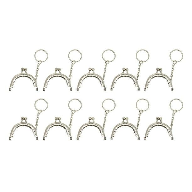 10x Monedero de metal con marco y cierre de metal con forma de arco y cabeza de cuentas para bolso de mano Plata