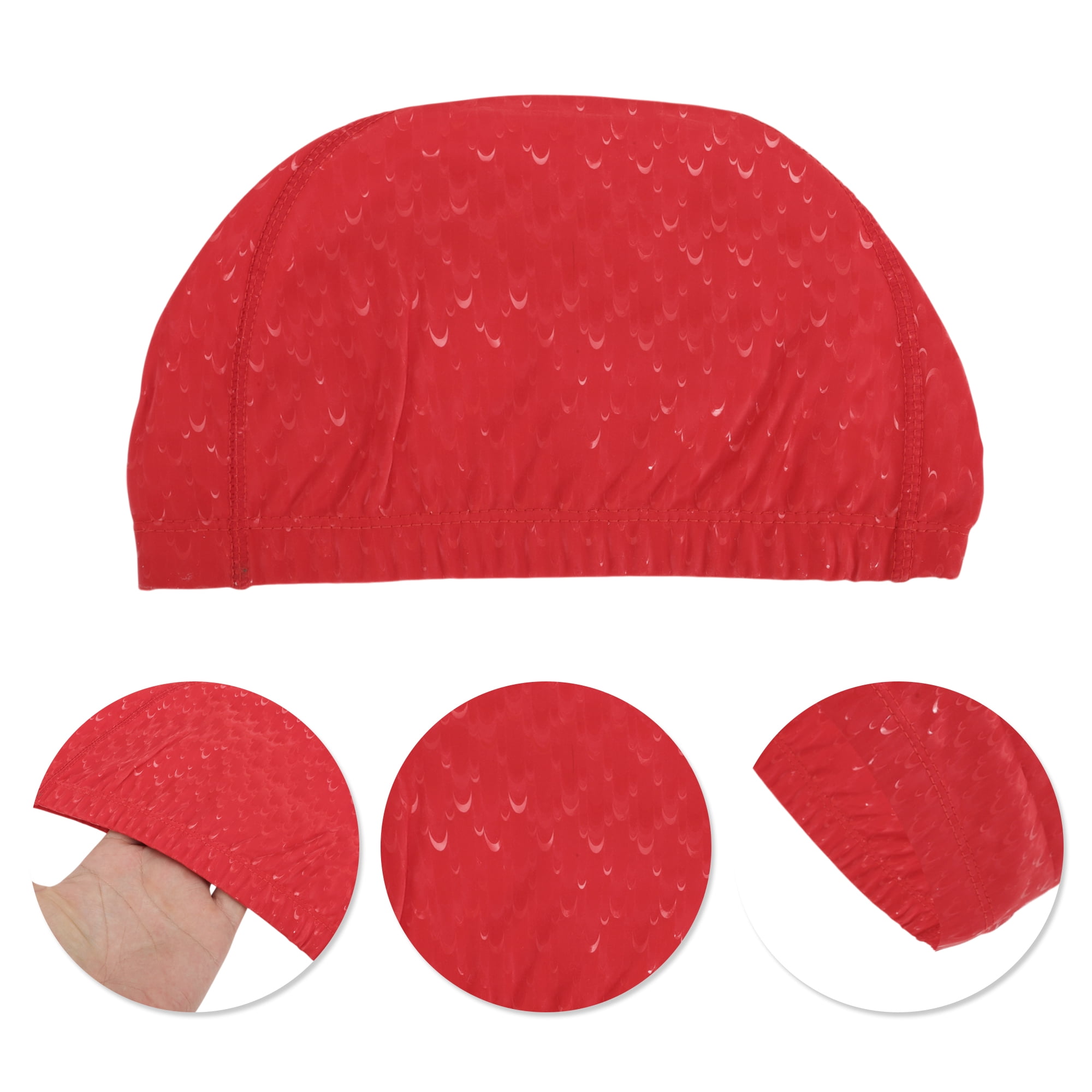 Unique Bargains Pleated Style Swimming Cap 1 Pc Red