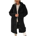 thumbnail image 5 of XFLWAM Women's Fuzzy Sherpa Fleece Lapel Open Front Long Cardigan Coat Solid Color Button Faux Fur Warm Winter Outwear Jackets, 5 of 8