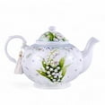 thumbnail image 3 of STP GOODS Lily of the Valley Bone China Teapot in Gift Box 33.8 fl oz (1 L) Floral Kitchen Teapot for Loose Tea Bone China Tea Pot Tea Brewer Tea and Coffee Pot Kettle for Blooming Teas, White Green, 3 of 6