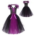thumbnail image 5 of Kogui Halloween Witch Cosplay Outfit Mesh Tail Sundress For Girls Party & Stage Show (Purple, 10-12 Years), 5 of 7