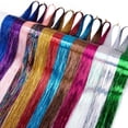 thumbnail image 4 of Byseng 18 Colors Hair Tinsel Kit with Tools, Sparkling Fairy Hair Extensions Heat Resistant Glitter Strands, Includes Plier, Crochet Hook, Pulling Loop, Micro Silicone Rings and Elastic Bands, 4 of 7