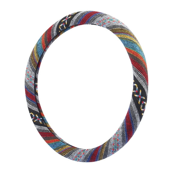 Unique Bargains 40cm Ethnic Style Linen Car Steering Wheel Cover Replacement Multicolor Printing Pattern