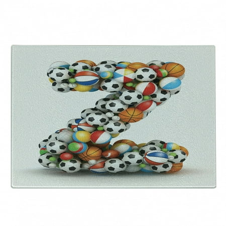 

Letter Z Cutting Board Colorful Different Balls Forming a Letter Z Fun Games for Activity Hobby Decorative Tempered Glass Cutting and Serving Board Small Size Multicolor by Ambesonne