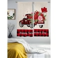 thumbnail image 3 of Valentine's Day Sheer Curtains 63 Inch Length 2 Panels Set, Red Roses Truck Black Red Plaid Rustic Voile Window Treatment Rod Pocket Curtains Sheers Drapes for Bedroom/Living Room/Kitchen 52x"63"x2, 3 of 7