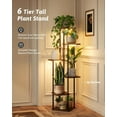 thumbnail image 4 of Corner Plant Stand Indoor 6 tiered plant shelf for Multiple Plants tall plant holder plant table metal shelving for Living Room Bedroom Balcony  Brown Oak with Light, 4 of 6