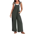 thumbnail image 2 of Wide Leg Overalls for Women Loose Fit Casual Sleeveless Linen Jumpsuit Tie Straps Bib Summer Rompers with Pockets Gray L, 2 of 8
