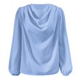 thumbnail image 4 of Women's Solid Color Long Sleeve V Neck Pleated Casual Shirt Blouses for Women plus Sizes Women Light Blouses Sports Jackets for Women Extra Long plus Size plus Size Straps plus Size Winter Tops for, 4 of 4