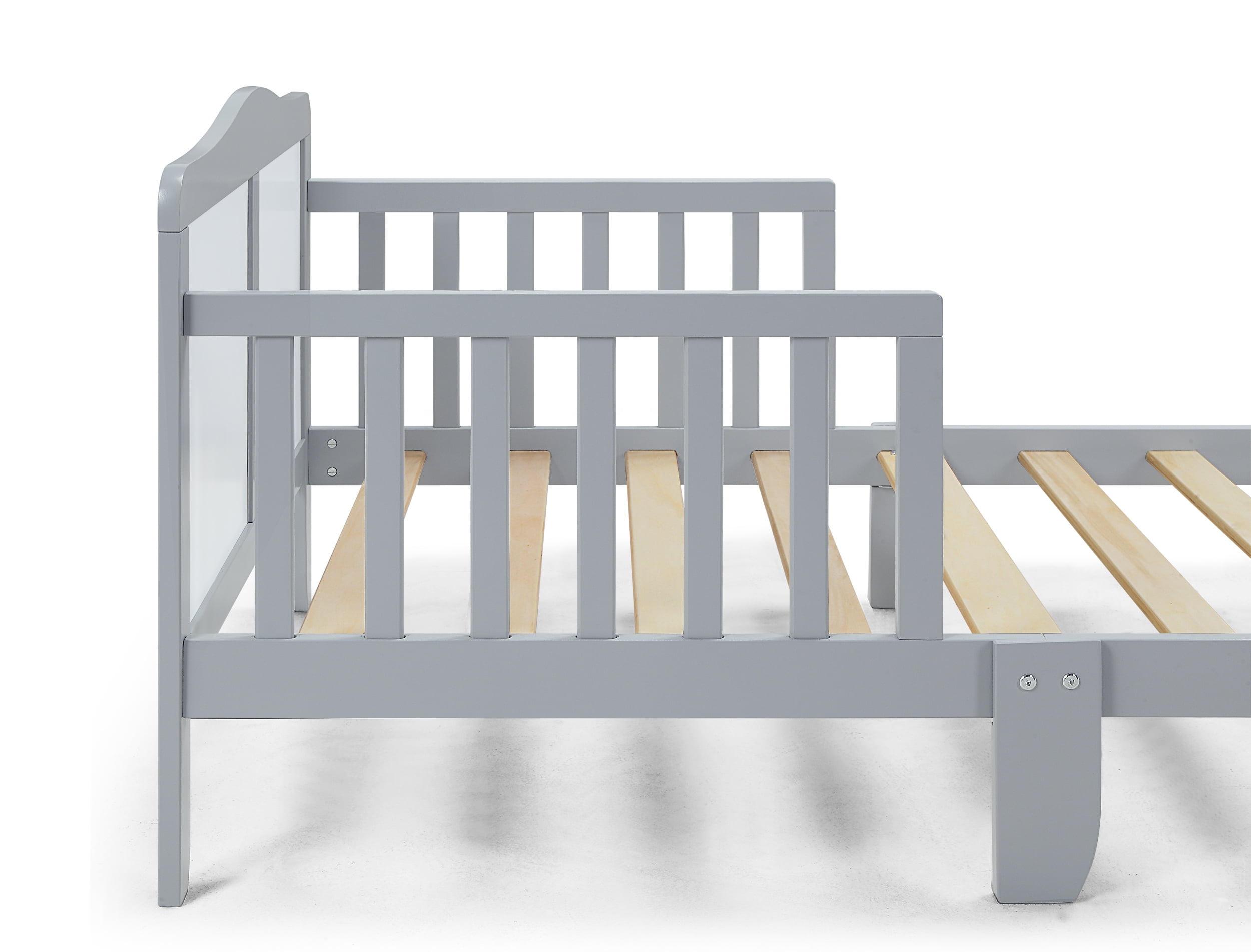Olive & Opie Birdie Toddler Bed, Light Gray/White Finish