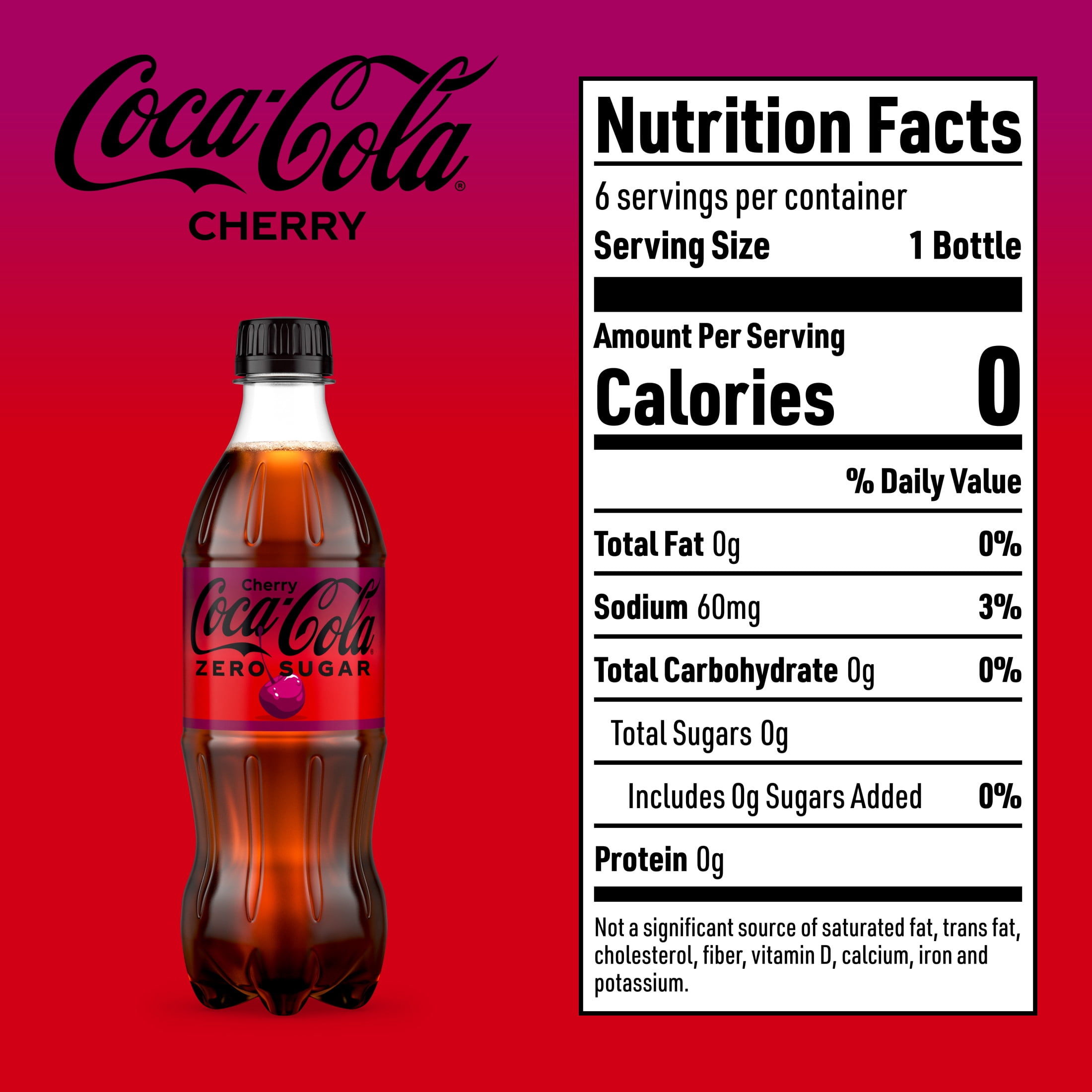 Coca-Cola Zero Sugar Cherry Soda Pop Bottles, 16.9 fl oz, 6 Pack