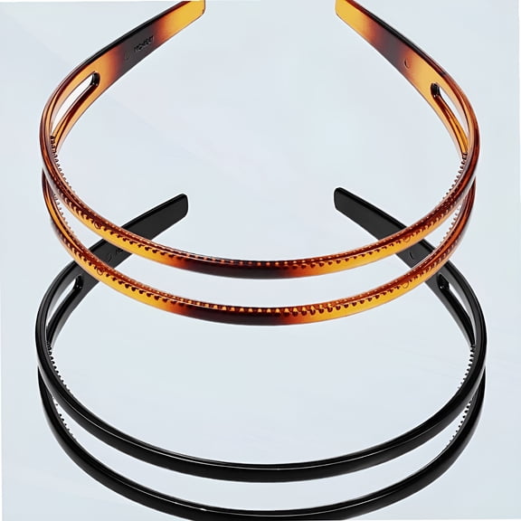 Tuwafe 2Pcs Hard Plastic Headbands With Teeth, No Slip Double Row Hair Hoops For Women, Secure Grip Hair Accessories For Daily Wear And Parties