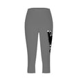 thumbnail image 4 of Quinlirra Womens Capri Pants Clearance Under 5$ Women's Fashion Solid Color Cute Cats Print Leggings With Yoga Sport Elastic Pants, 4 of 5