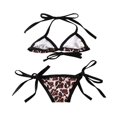 thumbnail image 2 of Baby Girls Leopard Bikini Sets Halter Bra Tops and Bandage Bottoms Bathing Suit, 2 of 6