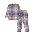 thumbnail image 2 of Kll Purple Floral Gingham Check Plaid Sleepwear Mens Flannel Pajamas,Long Cotton Pj Set, 2 of 9