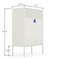 thumbnail image 4 of Metal Storage Locker Cabinet with Adjustable Shelves, Free Standing Sideboard, 3-Tier Cabinet with Double Door for Office, Living Room and Entryway, White, 4 of 4