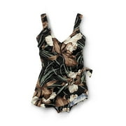 Women's Plus Print One-Piece Sarong Swimsuit