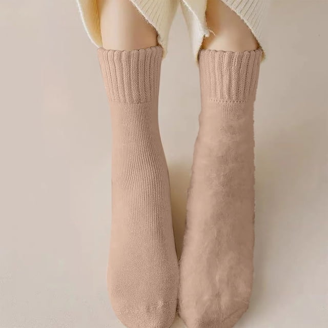 Ohufall Men's And Women's Winter Socks Are Comfortable Breathable Knitted Drawstring Mid Tube Socks