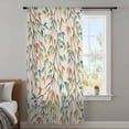 thumbnail image 3 of Teal Orange Eucalyptus Sheer Curtains 63 Inches Long, Spring Botanical Leaves Light Filering Curtains, Breathable Simi Curtain Privacy Drapes for Living Room Bedroom Lightweight Window Treatment, 3 of 9