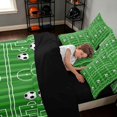 thumbnail image 4 of Manfei Cartoon Football Twin Bedding, Sport Bedding Comforter Set, Green Black White, Black Reversible 7 Pieces, 4 of 6