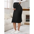 thumbnail image 3 of DARING DIVA Women's Maternity Skirt Ribbed Stretchy Elastic Waist Over Belly S Black, 3 of 7