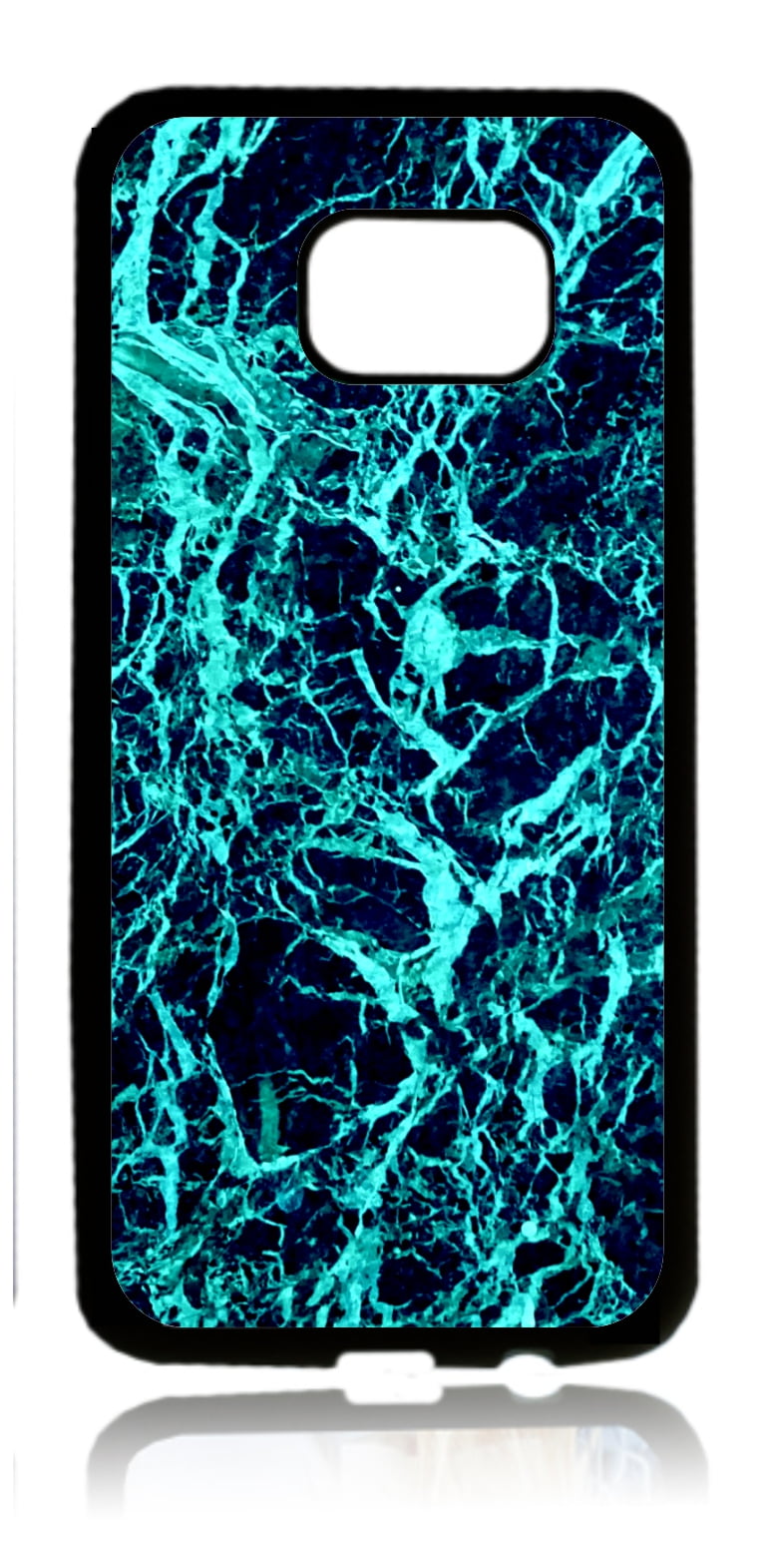 Blue and Navy Marble Print Black Rubber Thin Case Cover for the Samsung ...