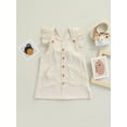 thumbnail image 2 of Honganda Girls Fall Outfits, Solid Color Corduroy Square Neck Suspenders Skirt, 2 of 9