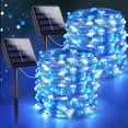 thumbnail image 1 of Guirnalda de luces solares SANJICHA, azul/blanco, 144 pies, 400 LED, paquete de 2, 1 of 6