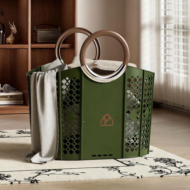 Feltree Large Capacity Foldable Laundry Basket with Handles for Home and Outdoor Use, Waterproof and Ventilated Storage Bin, Easy to Carry and Space Saving