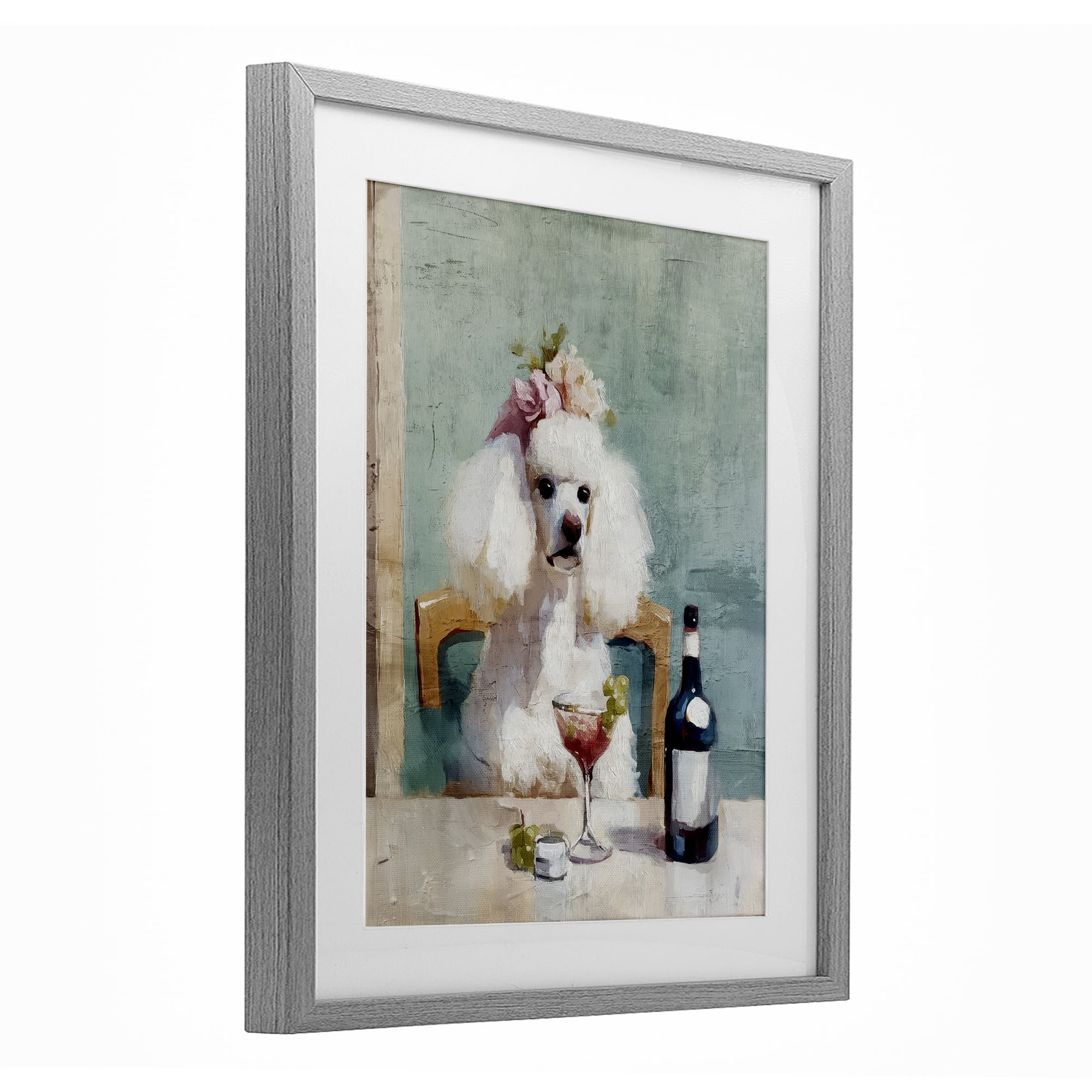 Stupell Industries Poodle At Lunch Gray Framed Print Under Glass, design by Annabelle Hall